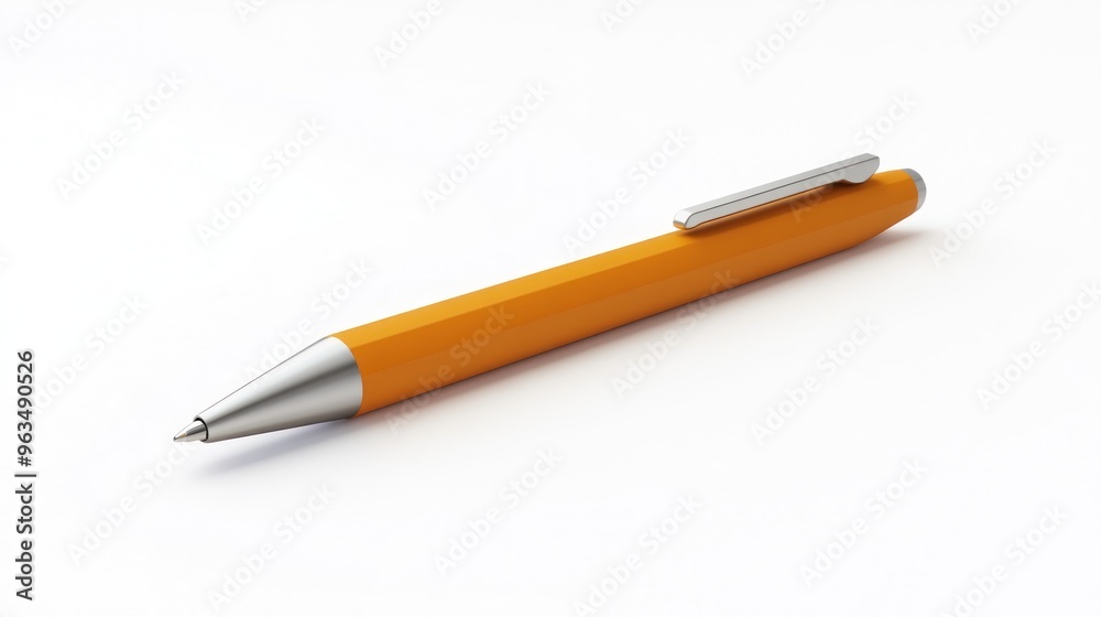 A sleek orange pen with a silver clip, designed for writing and drawing.