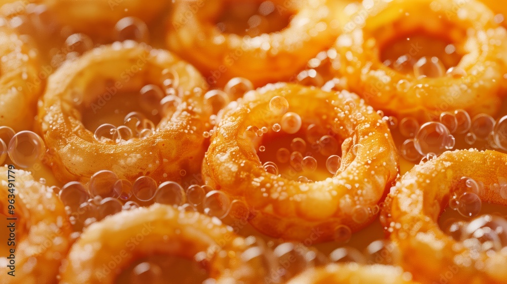 Crispy fried onion rings. Fried onions rings in boiling oil. background of appetizer. Vector illustration. Crispy fried onion rings. Fried onions rings in boiling oil. background of appetizer. Vector illustration.