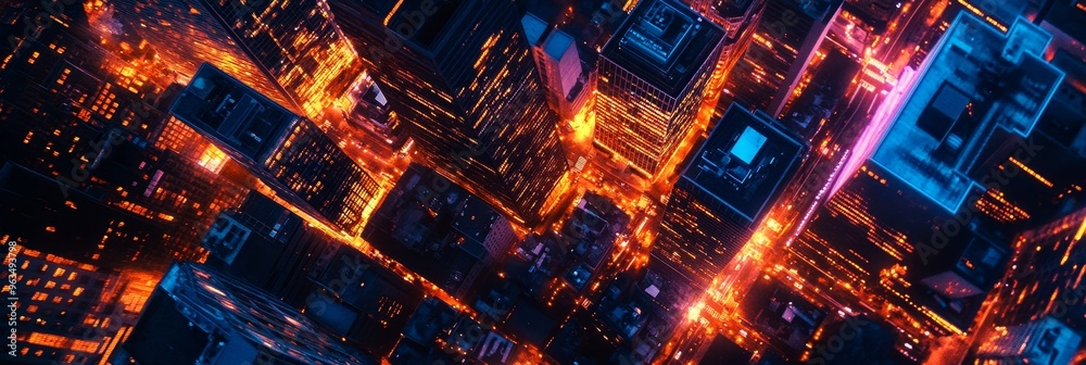 An aerial view of a city at night, with neon lights illuminating the streets and buildings. The image evokes a sense of urban dynamism, energy, and a futuristic cityscape. An aerial view of a city at night, with neon lights illuminating the streets and buildings. The image evokes a sense of urban dynamism, energy, and a futuristic cityscape.