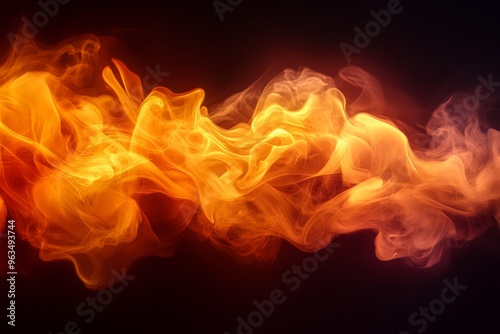 Abstract image of fiery orange smoke on a black background, symbolizing passion, energy, intensity, transformation and power.