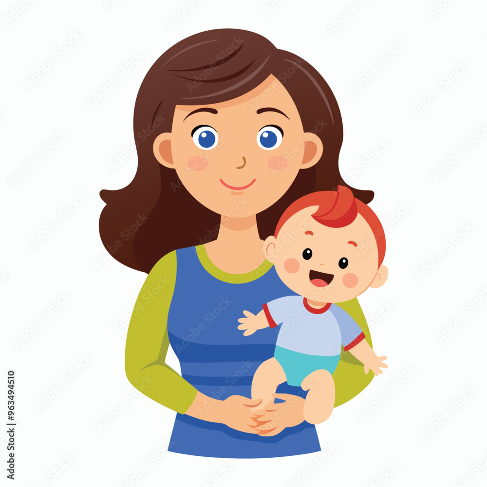 Vector Mother sitting with her child Vector Mother sitting with her child