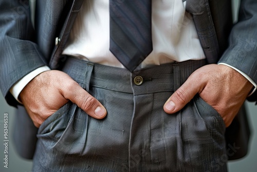 Businessman standing with hands in pockets