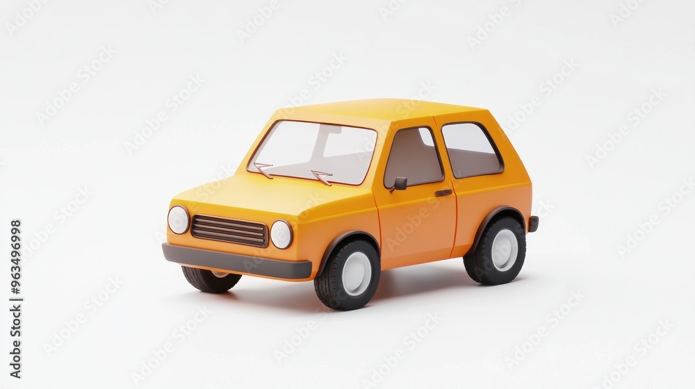 A stylized orange toy car with a simple design, suitable for children's play or decoration.