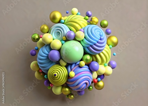 Colorful Swirling Shapes Bubbles Various Sizes Unique Design Art