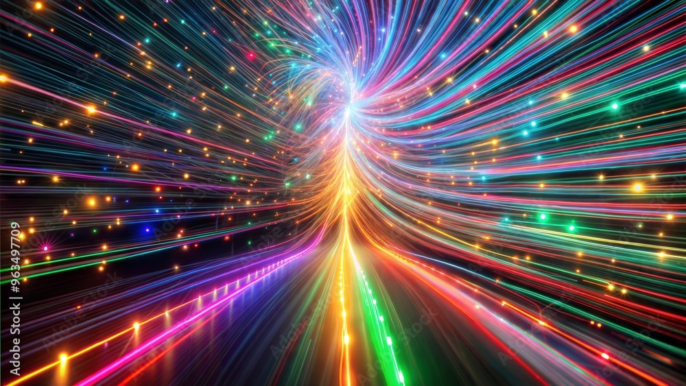 Dynamic light trails and vibrant colors creating an abstract festive background Dynamic light trails and vibrant colors creating an abstract festive background