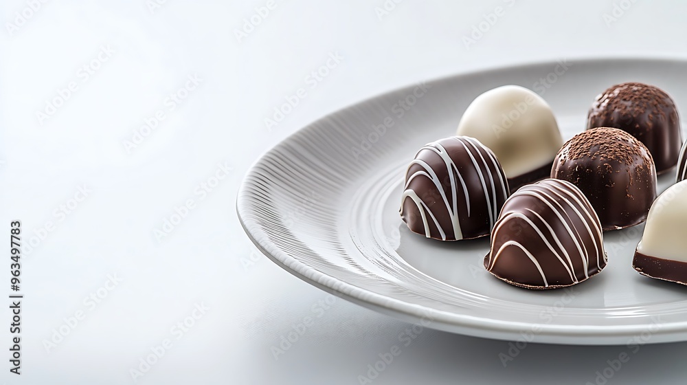 Delicious Chocolate Truffles on White Plate Delicious Chocolate Truffles on White Plate