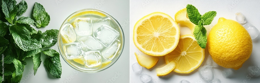 Lemonade Refreshment with Mint and Ice