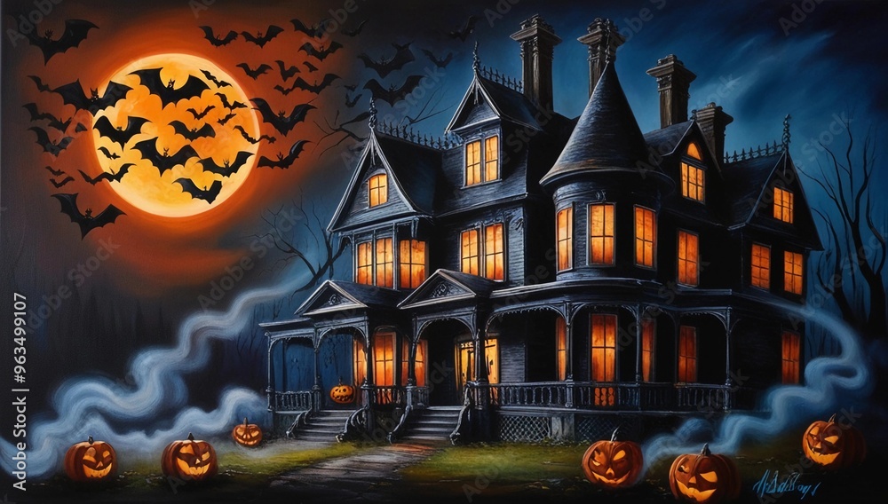 halloween background with house halloween background with house