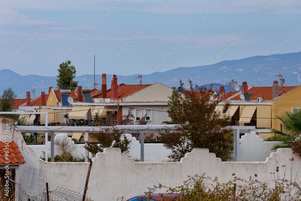 Fototapeta premium view of the old town in pefkochori, greece