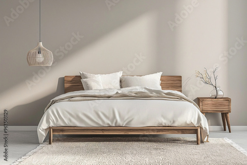 Minimalist, a Scandinavian interior in a modern house bedroom. Generative AI
