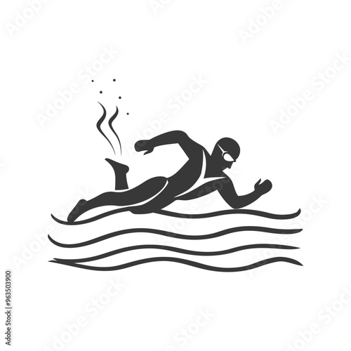 Silhouette of a swimmer in freestyle stroke