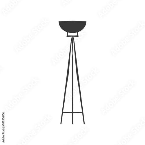 Silhouette of a Tripod Floor Lamp with a Bowl Shade