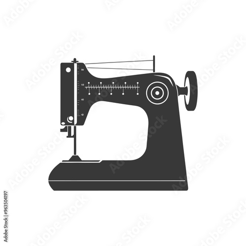 Silhouette of a Vintage Sewing Machine with a Ruler