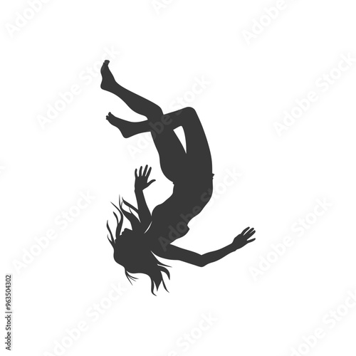 Silhouette of a Woman Falling Headfirst