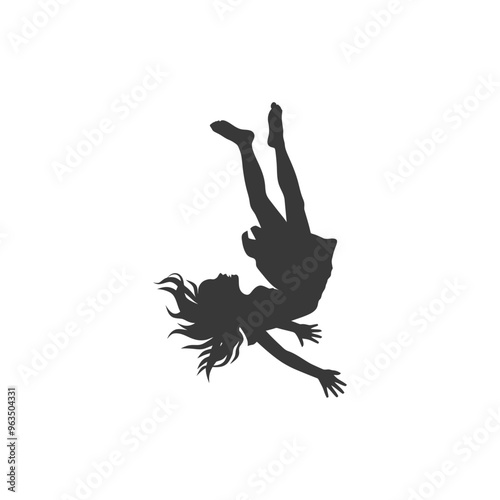Silhouette of a Woman Falling Head Over Heels