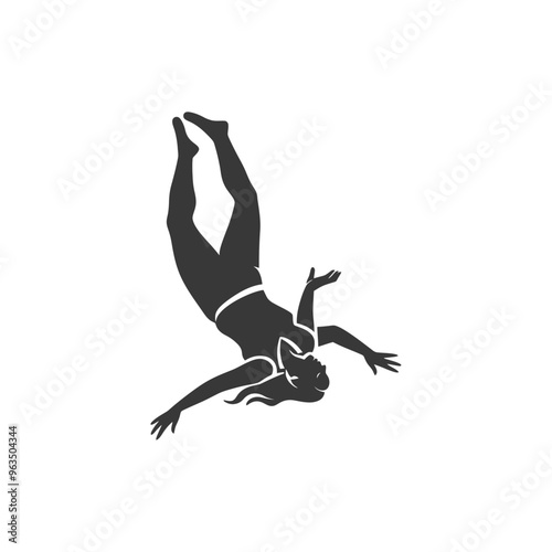 Silhouette of a Woman Falling Headfirst