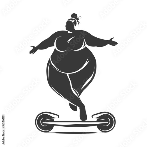 Silhouette of a woman on a hoverboard with outstretched arms