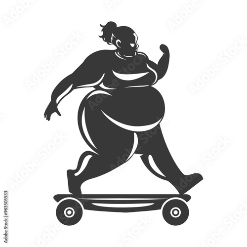 Silhouette of a Woman Riding a Skateboard