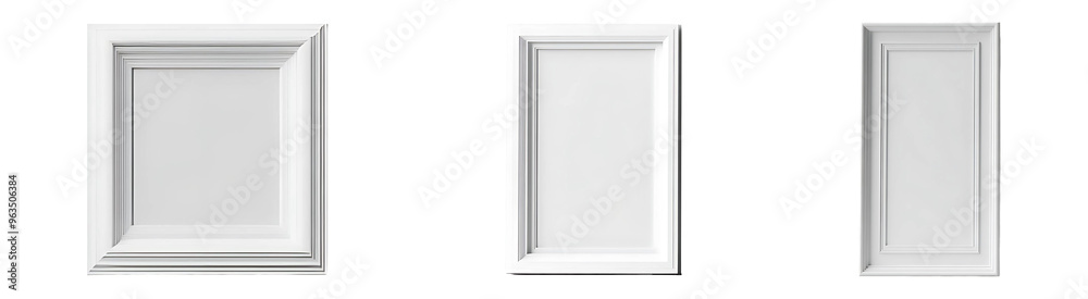 Set, collection of Blank white picture frames mockup template isolated on transparent background. Set, collection of Blank white picture frames mockup template isolated on transparent background.