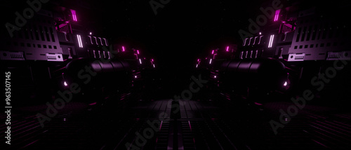 Fototapeta Naklejka Na Ścianę i Meble -  Abstract Futuristic Neon Tunnel