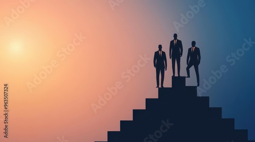 Wallpaper Mural Business figures climbing a digital success ladder, each rung representing planning and strategic goals achieved Torontodigital.ca