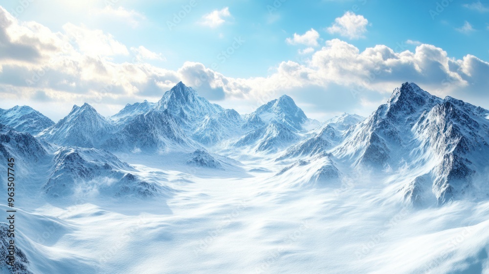 Snow-Covered Mountains Under a Bright Blue Sky Snow-Covered Mountains Under a Bright Blue Sky