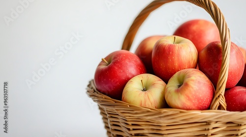 Fresh Red Apples in a Wicker Basket photo