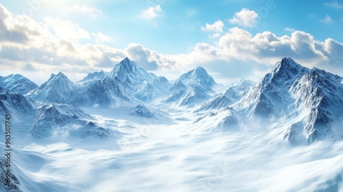 Wallpaper Mural Snow-Covered Mountains Under a Bright Blue Sky Torontodigital.ca