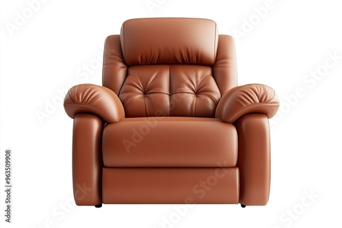 Brown Leather recliner chair isolated on white background, Comfortable Modern Recliner Sofa on Minimalist and Modern Home, Brown reclining chair isolated, generative ai