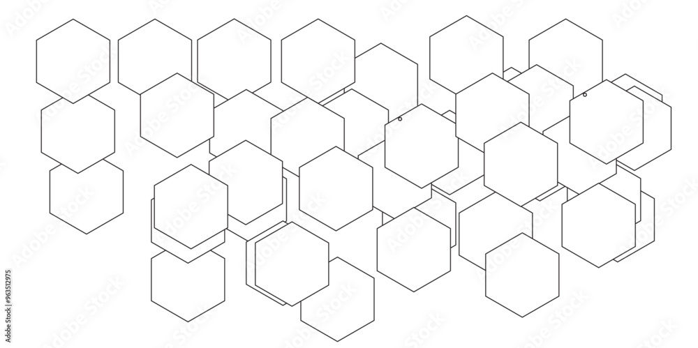 White hexagon 3D background texture. modern abstract polygonal pattern. 3d rendering illustration. 
Futuristic abstract banner. white and black lines 3d Hexagonal. honeycomb white Background.