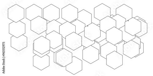 White hexagon 3D background texture. modern abstract polygonal pattern. 3d rendering illustration. Futuristic abstract banner. white and black lines 3d Hexagonal. honeycomb white Background.