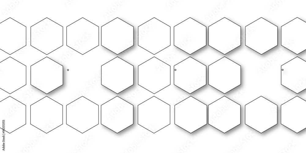 Naklejka premium White hexagon 3D background texture. modern abstract polygonal pattern. 3d rendering illustration. Futuristic abstract banner. white and black lines 3d Hexagonal. honeycomb white Background.