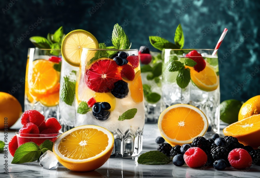 Drinks Display Texture colorful arrangement fresh drink ingredients elegant decorative ...