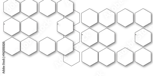 White hexagon 3D background texture. modern abstract polygonal pattern. 3d rendering illustration. 
Futuristic abstract banner. white and black lines 3d Hexagonal. honeycomb white Background.