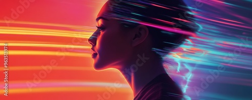 Silhouette of a woman with dynamic light