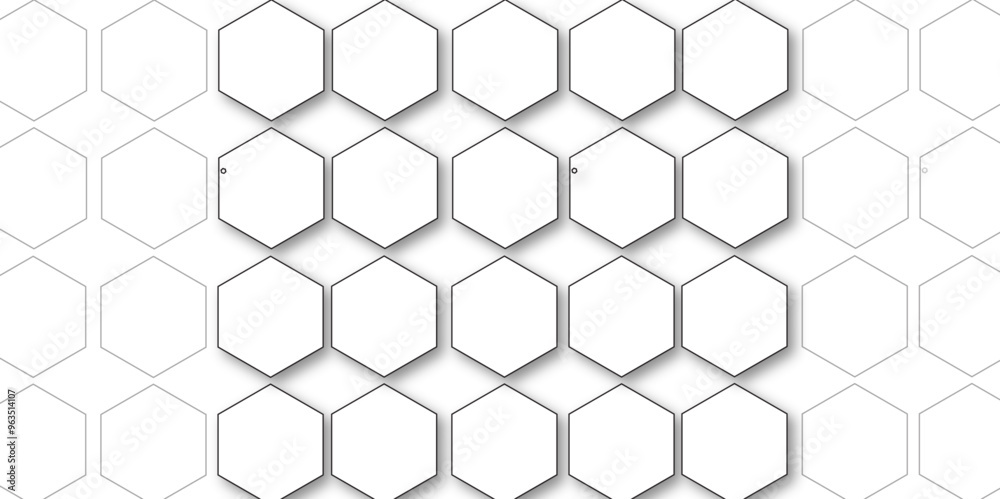 White hexagon 3D background texture. modern abstract polygonal pattern. 3d rendering illustration.
Futuristic abstract banner. white and black lines 3d Hexagonal. honeycomb white Background. White hexagon 3D background texture. modern abstract polygonal pattern. 3d rendering illustration.
Futuristic abstract banner. white and black lines 3d Hexagonal. honeycomb white Background.