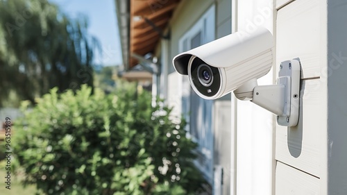 Security Camera Mounted on a Home Exterior Wall