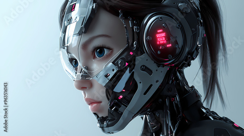 Cyborg girl cyberpunk 3d anime manga, robot armor, sci-fi fantasy character concept, ai generated image. Cyborg. Illustration