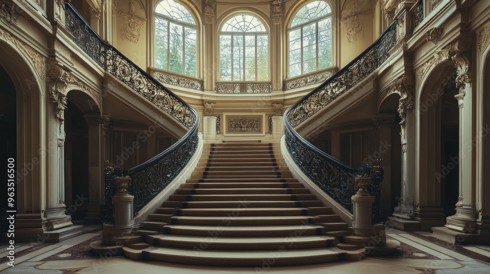 Fototapeta premium Grand Staircase in a Historic Mansion