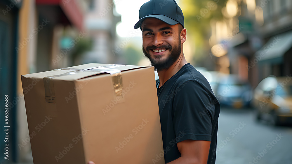 delivery guy with a heavy box delivery guy with a heavy box