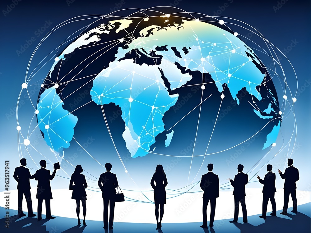 People from all over the world are connected through global networks. Illustration People from all over the world are connected through global networks. Illustration