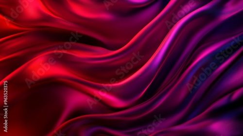 A luxurious and abstract background featuring a close-up shot of red and purple silk fabric flowing in a wave-like pattern. The image symbolizes elegance, sensuality, and sophistication. The vibrant c