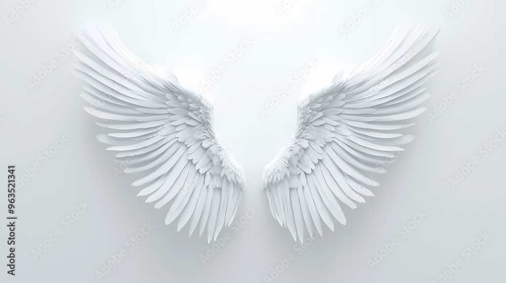 White angel wings isolated on a white background 3d rendering. Angel. Illustration White angel wings isolated on a white background 3d rendering. Angel. Illustration