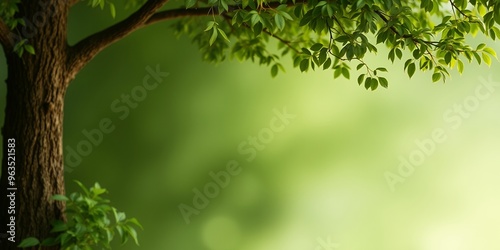 Close-up of tree branches with green leaves.