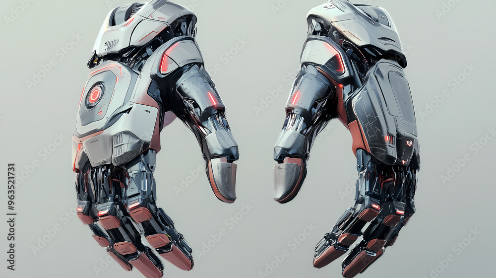 Futuristic cyborg prosthetic arms with strong muscular structure. Cyborg. Illustration Futuristic cyborg prosthetic arms with strong muscular structure. Cyborg. Illustration