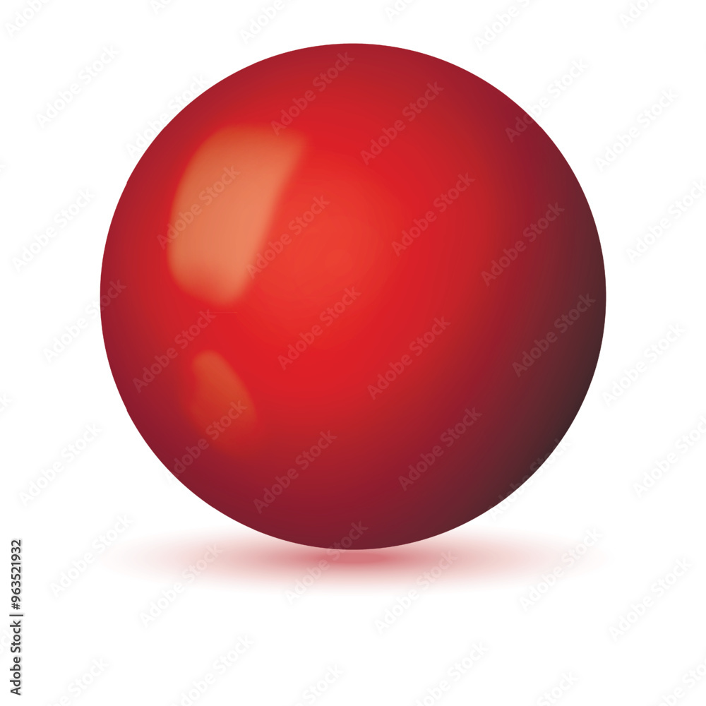 Glass red ball or precious pearl. Glossy realistic ball, 3D sphere. Abstract vector illustration highlighted on a white background. Big metal bubble with shadow Glass red ball or precious pearl. Glossy realistic ball, 3D sphere. Abstract vector illustration highlighted on a white background. Big metal bubble with shadow