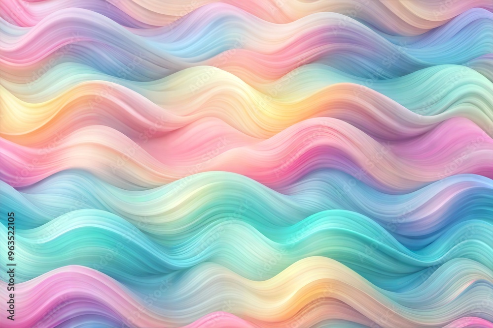 Obraz premium Vibrant digital painting featuring smooth fluid multicolor pastel waves and curves