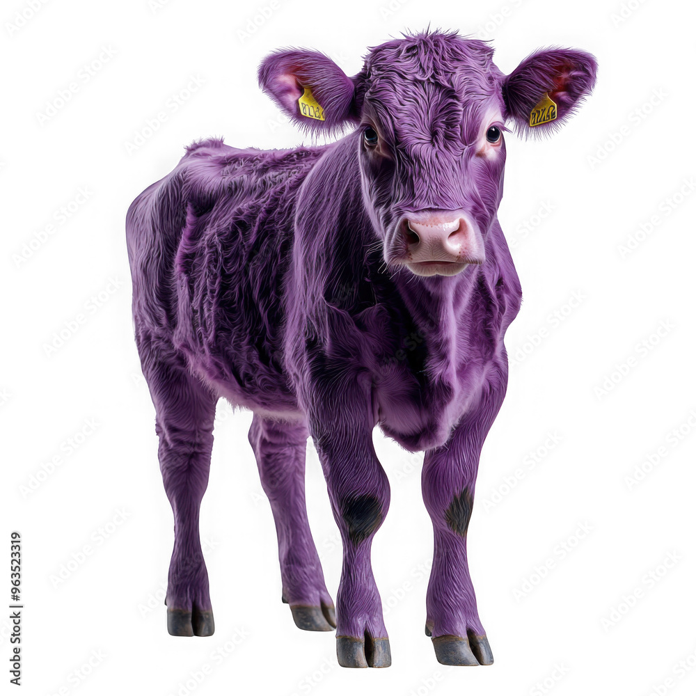 Female Purple cow showing all body isolated on a transparent background png file no background_1 png file