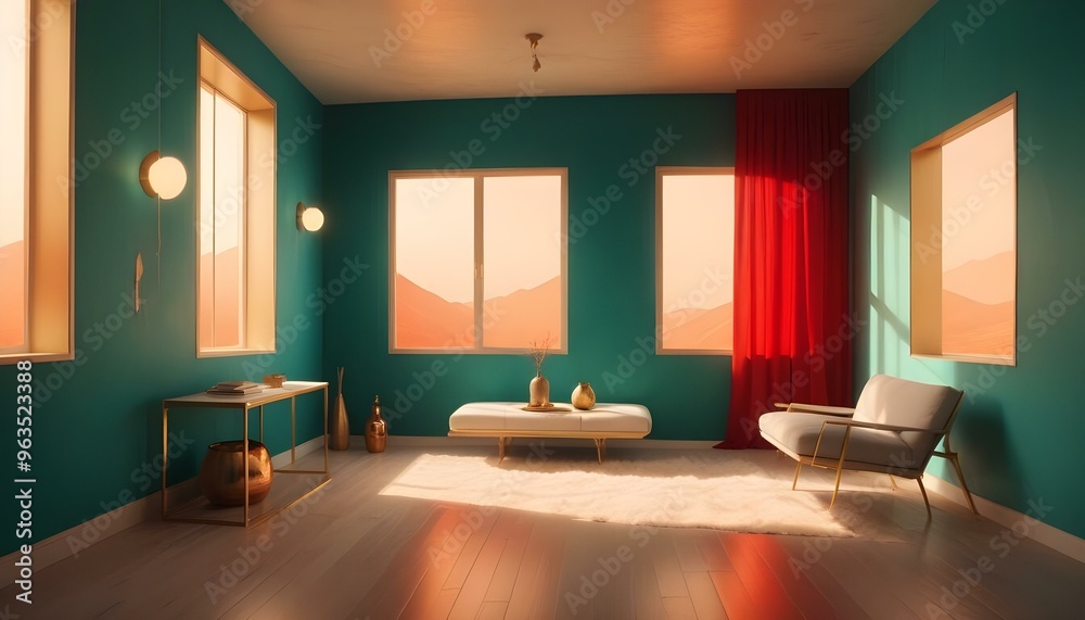 Photo interior modern design room 3d illustration Photo interior modern design room 3d illustration