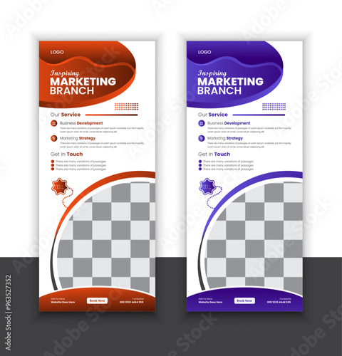 Advertisement,  background, vector illustration and business agency roll up banner design template.